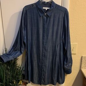 Foxcroft Dark Blue Casual Button Down Shirt